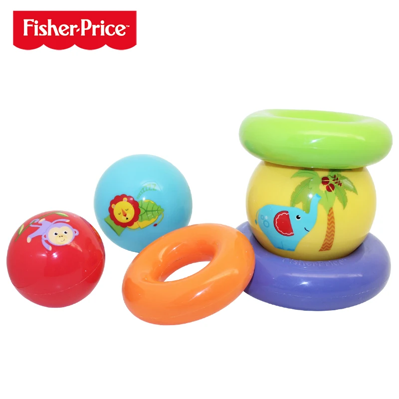 Fisher-Price детские игрушечные мячи тренировочный мяч штабелирование мяч наконечник надувной мяч ручной мячик пинч мяч детский мяч для обучения детей