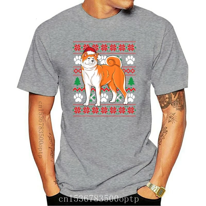 

New Gift T-Shirt-Men's T-Shirt-Black T Shirt Akita Santa Hat Funny Akita Ugly Christmas