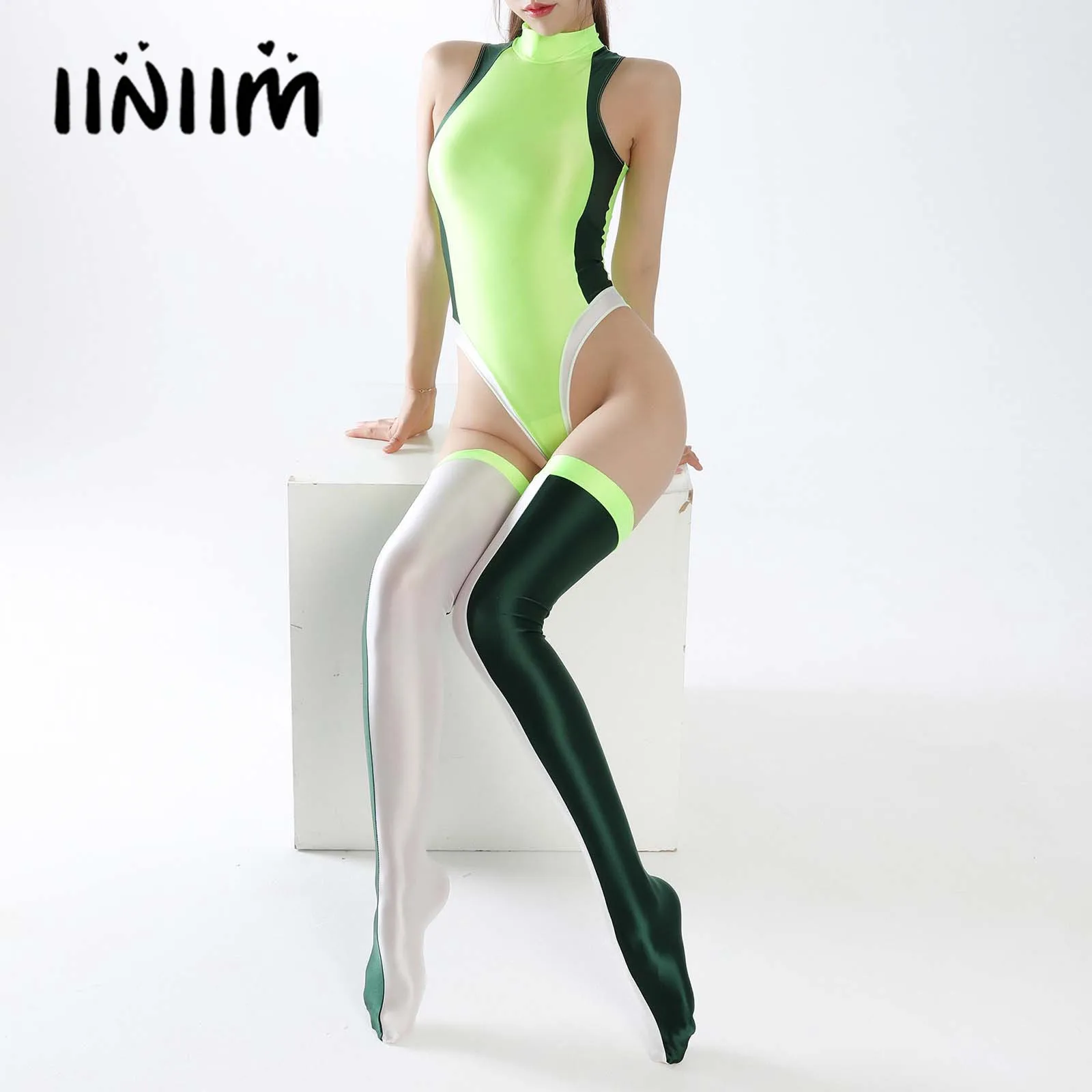 Женское нижнее белье сексуальное трико на молнии сзади с высоким вырезом боди