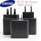 Samsung Оригинальное 45 Вт EU US UK USB-C супер Адаптивное быстрое зарядное устройство 100 см PD кабель для Galaxy S21 S20 Note 20 Ultra Note 10 +