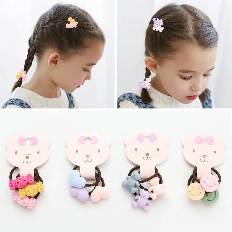 

3PCS/Pack Elastic Hair Ropes 6 Models Smile Face Flowers Bears Kids Korean Cute 2018 New Arrival Free Shipping Hot Sale