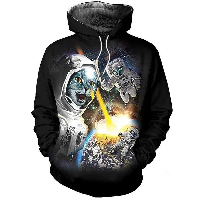 

Fashion space cat 3D men's and women's full print Hoodie casual shirt