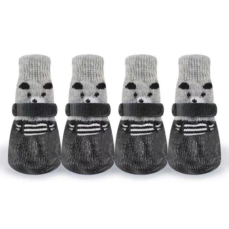 

4pcs/Set Cute Cotton Rubber Pet Dog Shoes Waterproof Non-slip Dog Rain Snow Boots Socks For Puppy Large Small Cats Dogs