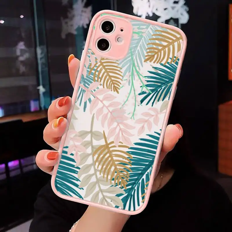 

flower Phone Case Matte Transparent for iPhone 7 8 11 12 s mini pro X XS XR MAX Plus cover funda