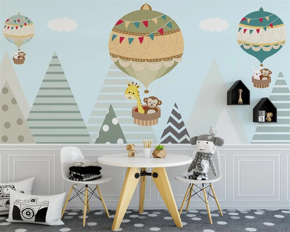 beibehang Custom simple hand-painted children's room hot air balloon sky girl bedroom papel de parede wallpaper | Обустройство