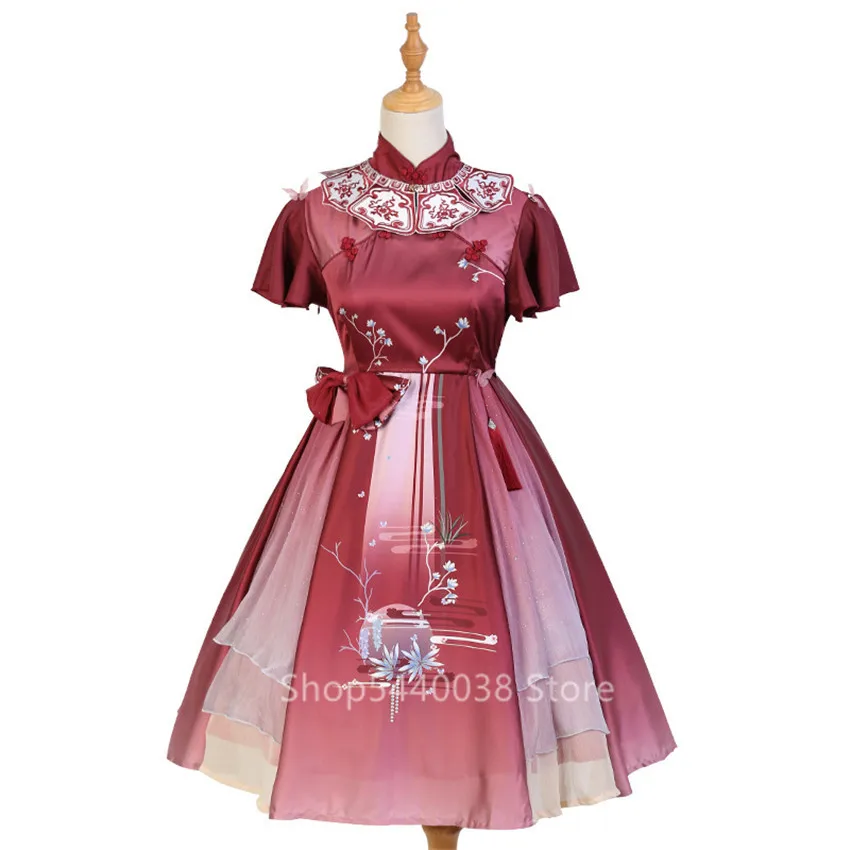 

Halloween Cosplay Costumes Women Elegant Bow Oriental Style Fancy Dress Girls Gothic Ghost Bride Lace Skirt Party Masquerade