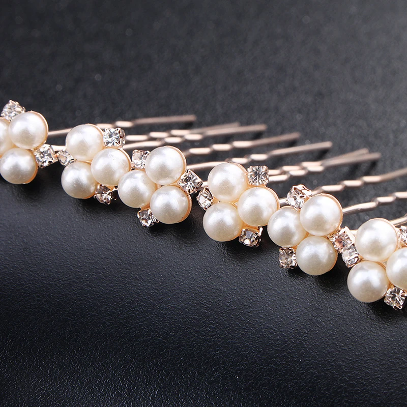 

Women U-shaped Metal Barrette Clip Hairpins Pearl Rhinestone Bridal Tiara Hair Accessories Wedding Hairstyle Design Tools
