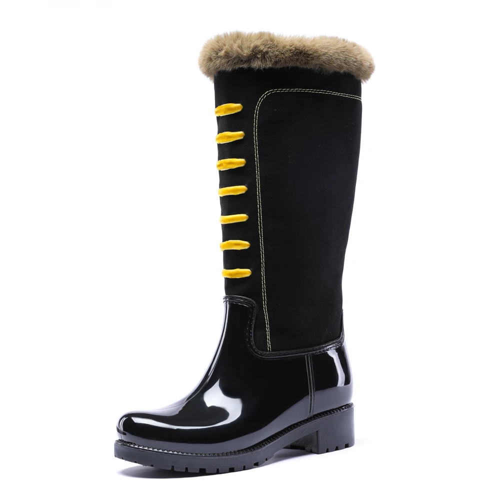 20-1208 TONGPU Women's Waterproof Tall Rain Boots Fashion Winter Boots