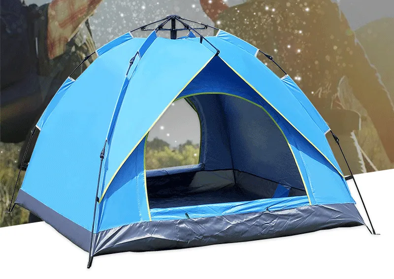 Туристическая двухслойная палатка на 3-4 человек непродуваемая