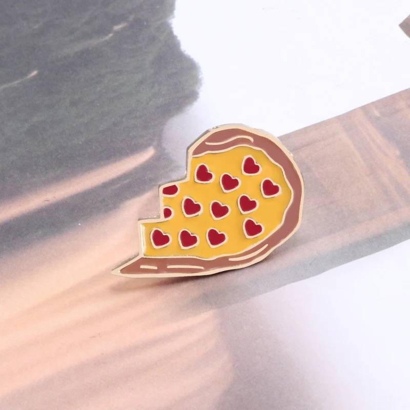 Пицца Мультяшные Броши разбитое сердце еда эмалированная булавка сумка