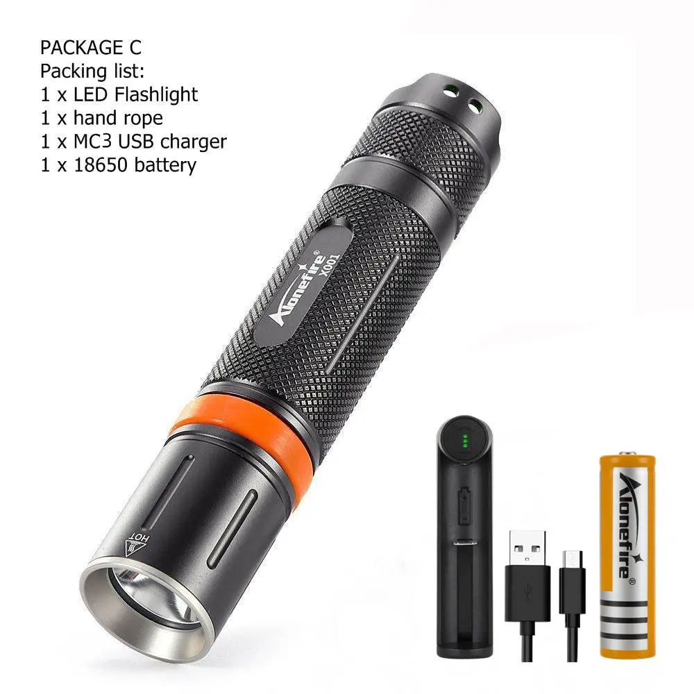 Tactics flashlight C AloneFire X001 Cree xml L2 Мини Тактический светодиодный светильник 18650 Фонарь карманный светильник ручка светильник водонепроницаемый светильник Lanterna - Испускаемый цвет: Tactics flashlight C