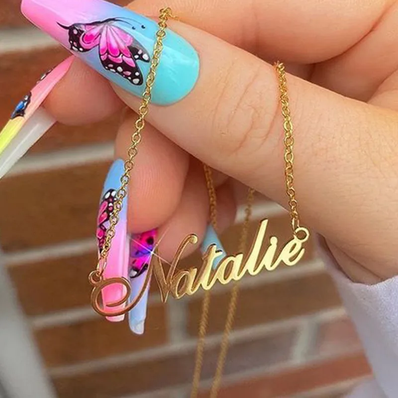 

Пользовательские табличка ожерелья персонализированные золотая цепочка-чокер из нержавеющей стали ожерелье для женщин женские туфли-лодо...