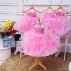 Детское розовое платье принцессы, вечерние платья-пачки, одежда для маленьких девочек, длинное платье, праздничное платье на день рождения, одежда для 1-14 лет