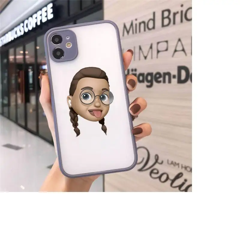 

Cartoon cute 3d girl head Phone Case Matte Transparent for iPhone 7 8 11 12 s mini pro X XS XR MAX Plus cover funda