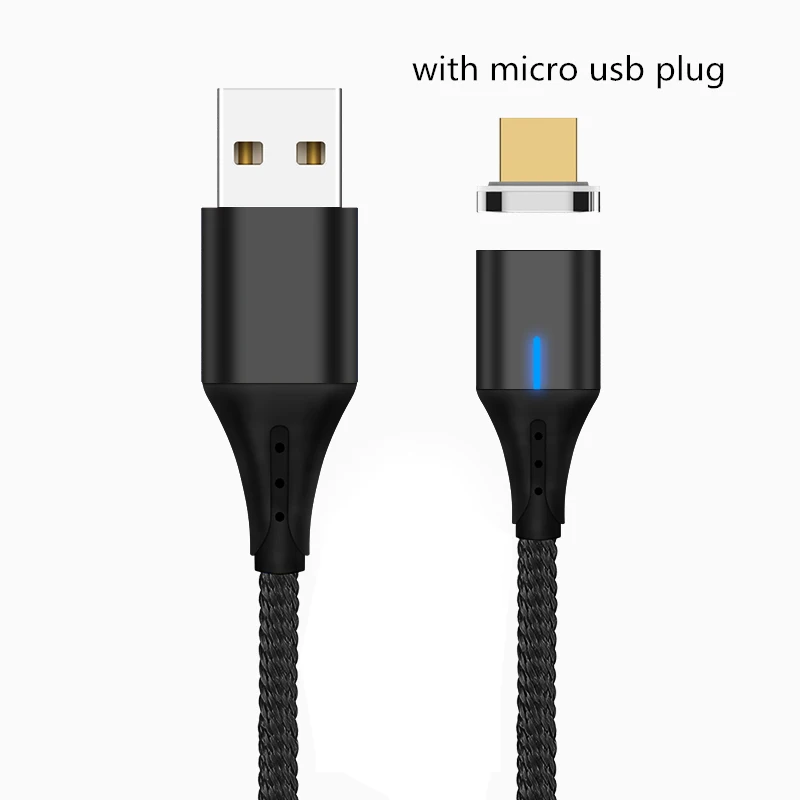 Black Micro Plug Магнитный кабель 3A Micro usb type C кабель передачи данных для быстрой зарядки для iPhone XS MAX XR 8 7 Plus SAMSUNG S10+ S9 для XIAOMI Mi9 MIX3 2S - Цвет: Black Micro Plug