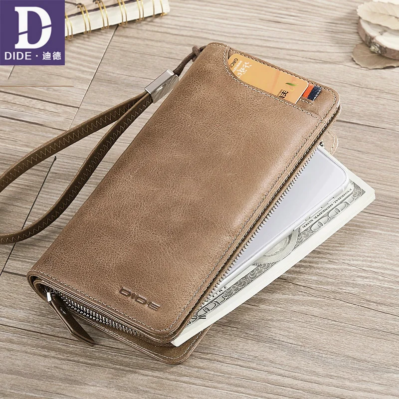 

Длинный кошелек DIDE 2020 из натуральной кожи для мужчин, деловой Повседневный бумажник для мелочи, Классический держатель для карт, винтажный ...