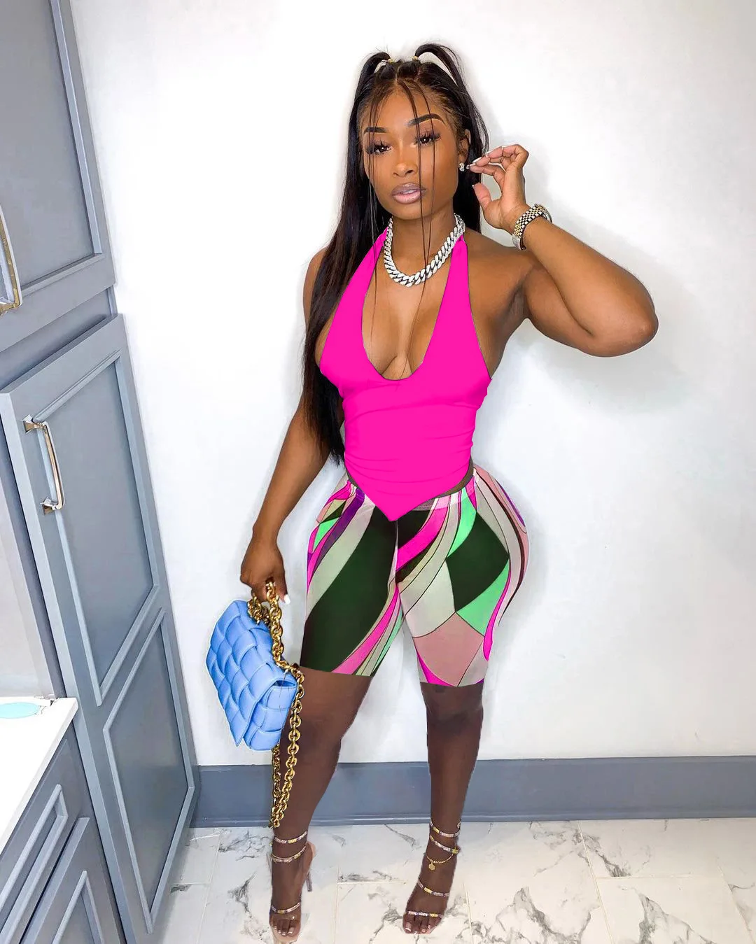 

Популярный Сексуальный комплект Mdmupaogit из 2 предметов, сексуальный женский короткий топ и шорты с принтом, комбинезон, женские облегающие ко...