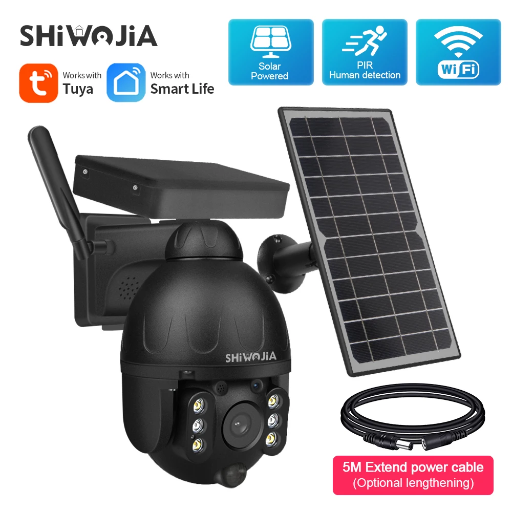 

SHIWOJIA Открытый Солнечный Камера домашней безопасности TUAY 1080P IP Камера 8 Вт Панели солнечные Перезаряжаемые Батарея движения PIR сигнализации ...