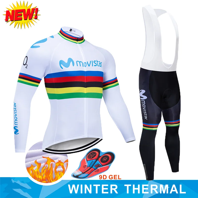 

2019 Movistar зимняя теплая флисовая одежда с длинными рукавами, комплект велосипедной одежды, Мужская одежда, велосипедная одежда, одежда для ве...