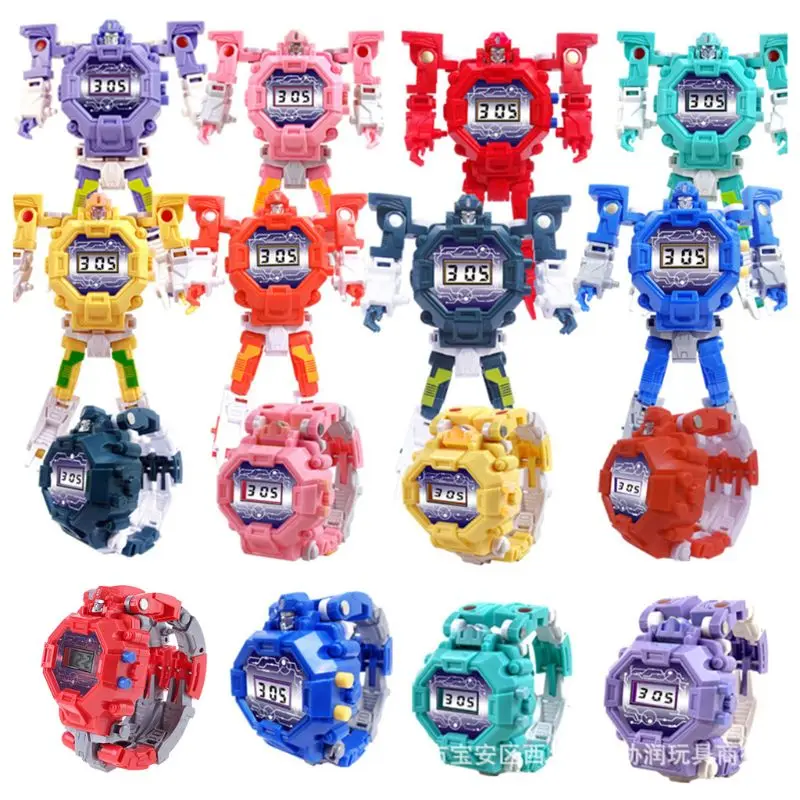 

Deformation Robot Watch Children Electronic Wristwatch Robots Transformation Creative Cartoon Figures Toys Kids Gift
