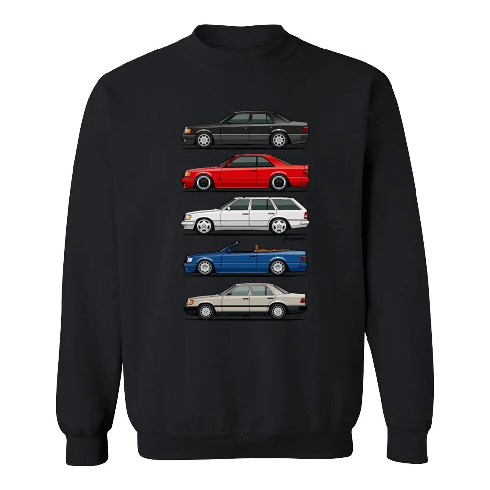 black Забавный стек Mercedes W124 E Class мужские толстовки Harajuku топы толстовки с длинными рукавами и круглым вырезом хлопок одежда автомобильные темы - Цвет: black