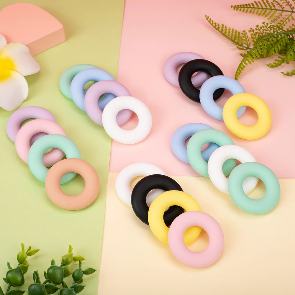 Sunrony-collar de dentici&oacute;n para beb&eacute;, cuentas redondas de silicona Perle, anillo de dentici&oacute;n de 42mm, juguete de calidad alimentaria, productos para beb&eacute;, 10 Uds.-1