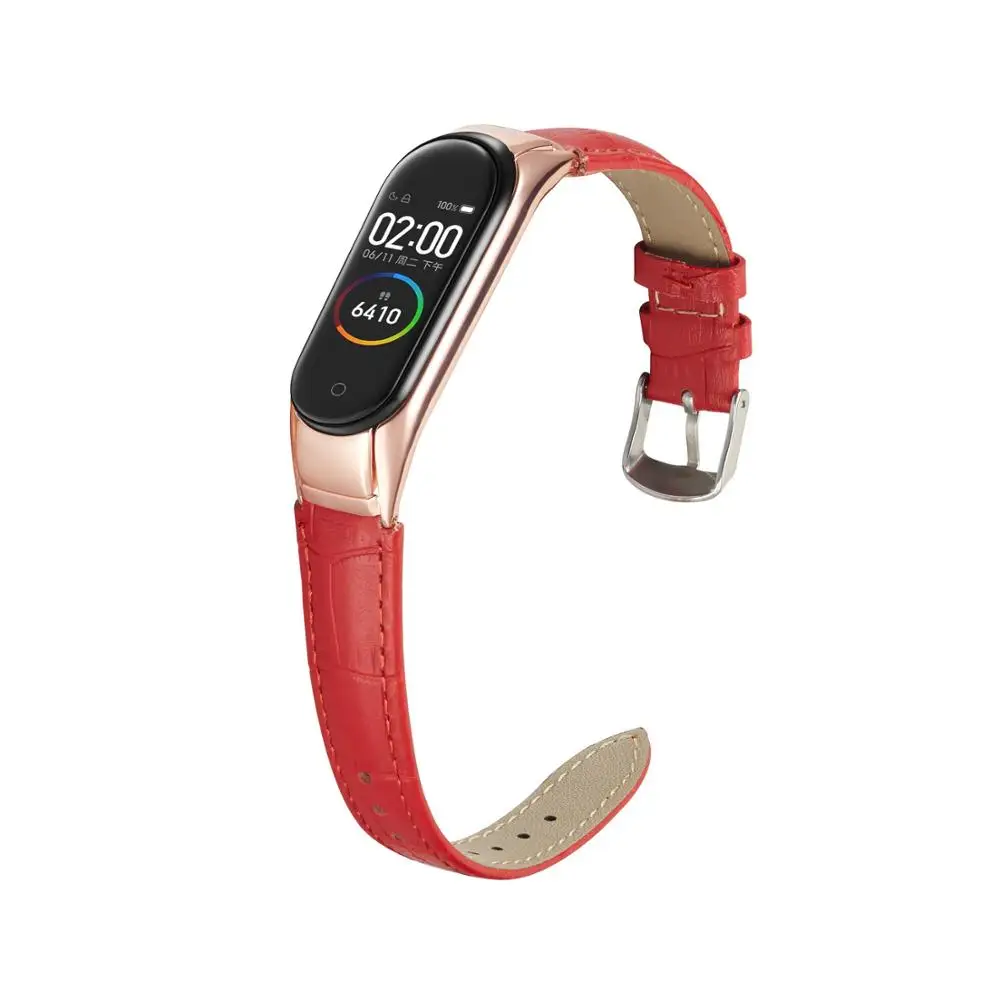 Ремешок на запястье для Xiaomi Mi Band 3 4 кожаный Смарт браслет высокого качества