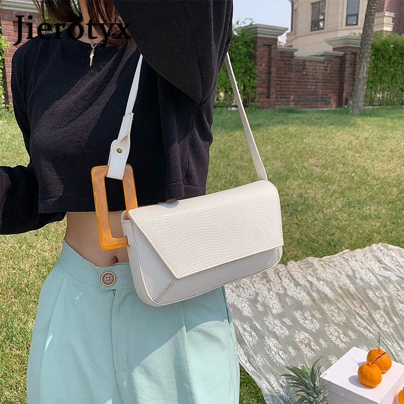

JIEROTYX Luxury Fashion Messenger Bag Shoulder Bags Female Leather Jade Buckle Handbags PU Leather Crossbody Bags Sac A Main