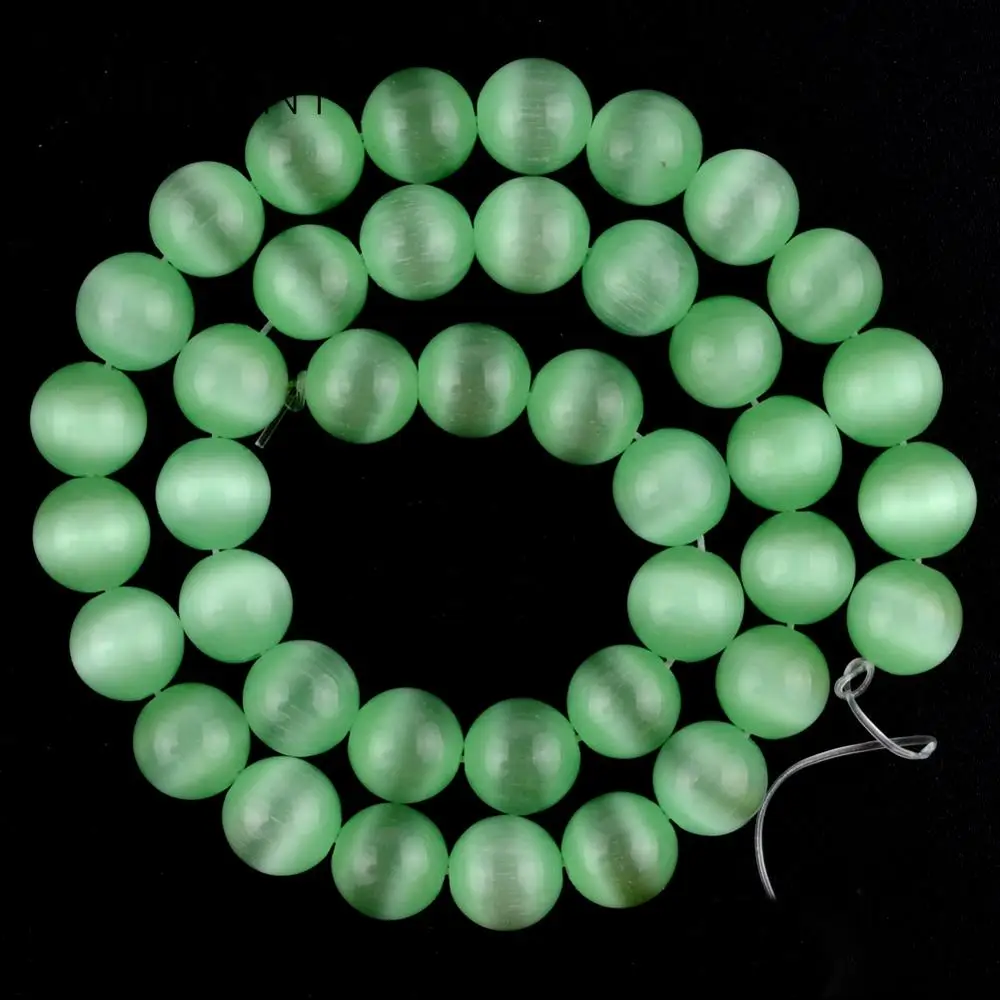 

Natural Gem Light Green Cat Eye Stone Beads For Jewelry Making 4 6 8 10 12mm Round Spacer Loose Beads Diy Bracelet Necklace 15''