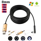 Android USB эндоскоп 2 в 1 2MP 1 м 2 м 10 м HD камера 8 мм IP67 Walterproof Schlange USB kamera HD 720P Android Мобильный USB эндоскоп