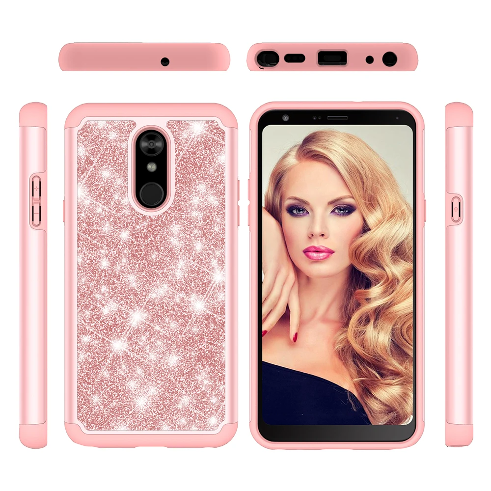 Блестящий чехол для LG Stylo 5 4 G8 G7 V40 Q7 ThinQ Q Stylus 4 Bling двухслойный тяжелый ударопрочный чехол для девочек для LG K40 K8 K10