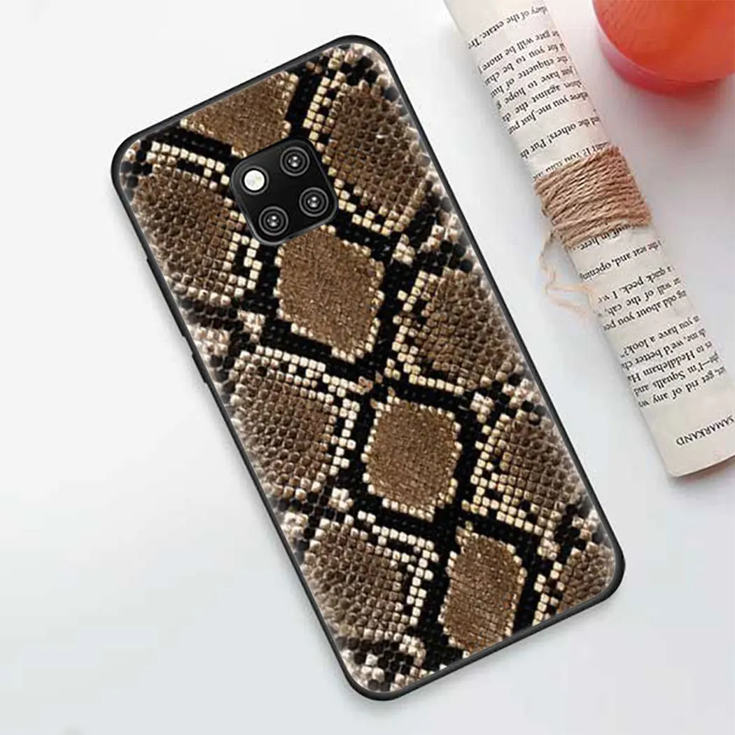 Soft silicone Cover for Huawei Honor 8 9 10 Lite 9X 20 Pro 7X 8A 8X 8C 20S Note Black Phone Case snake skin art | Мобильные телефоны