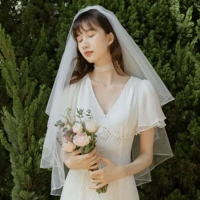 white ivory elegant bridal veils two layers with comb cut edge soft wedding veil wedding marriage accessories veu de noiva