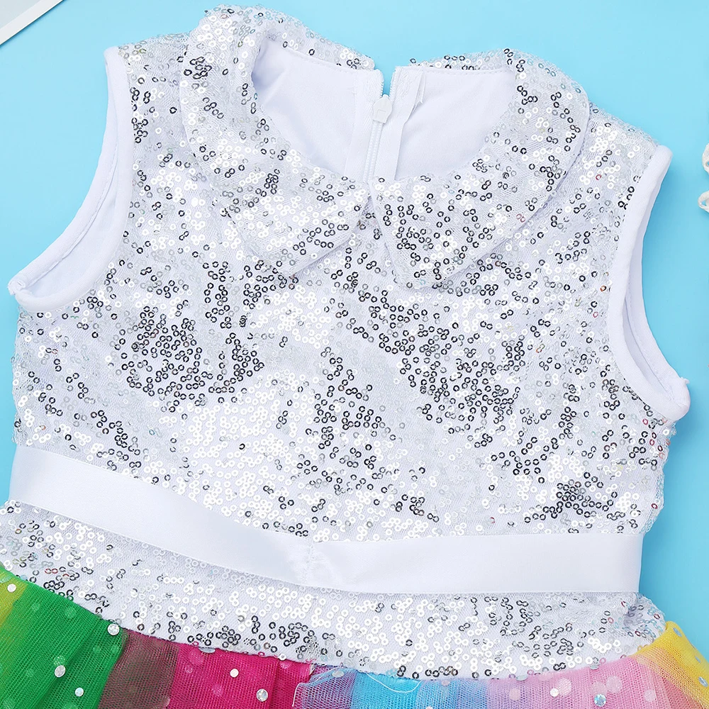 Танцевальный Костюм для джазовых танцев девочек расшитый блестками детское