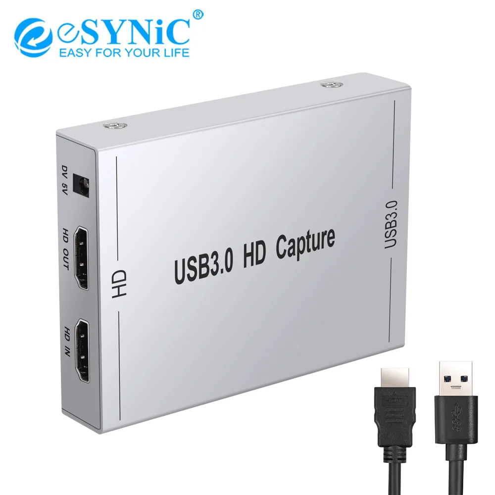 

ESYNiC 1080P коробка для видеосъемки с HDMI на USB3.0 видео запись в реальном времени поддержка Full HD 1080P 60HZ для PS3 PS4