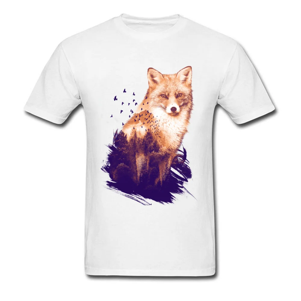 

Eye Of The Forest Fox Print Men Grey Tops Cotton Summer Fashion T Shirt Custom Unique Creative Short Sleeve Graphics