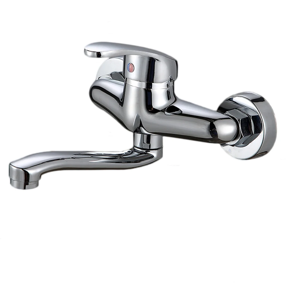 Медный смеситель для раковины хромированный настенный кран горячей и холодной