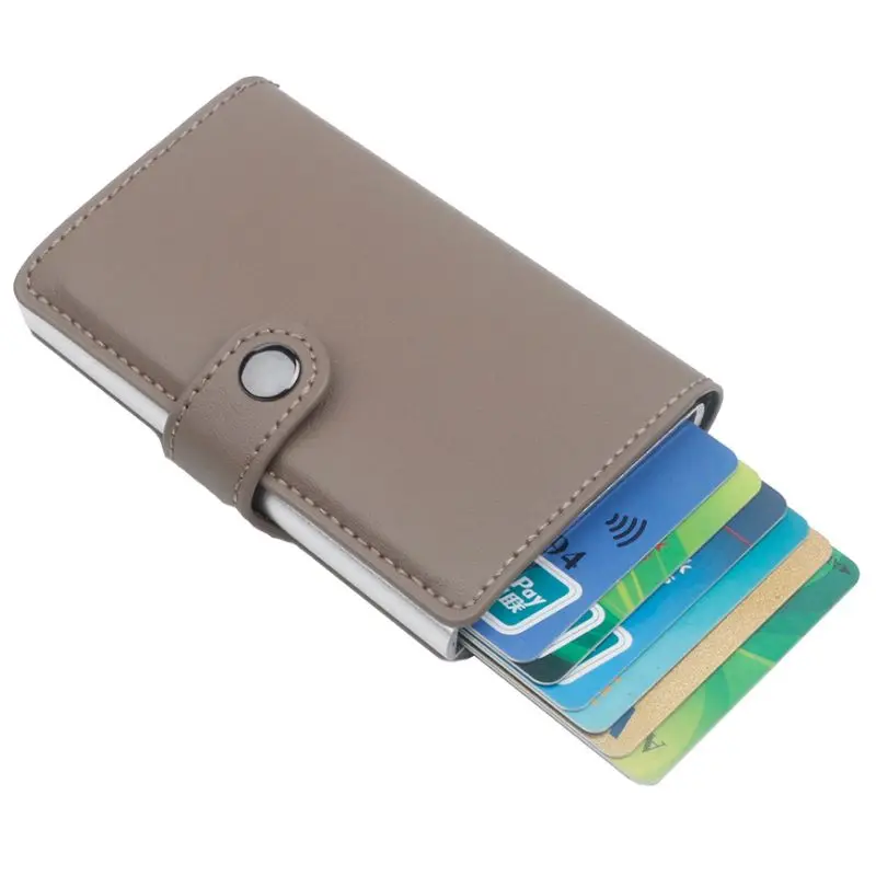 Винтажный Мужской Женский кредитный держатель для Карт RFID алюминиевый бизнес один ящик держатель для карт s искусственная кожа Crazy Horse дорожный кошелек для карт