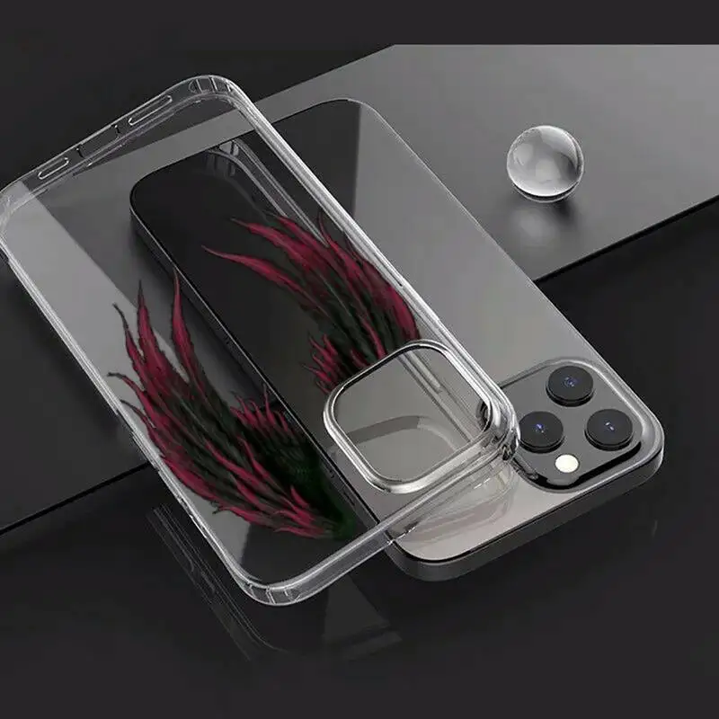 

Angel colourful wings feather black Phone Case Transparent for iPhone Samsung A S 11 12 6 7 8 9 30 Pro X Max XR Plus lite