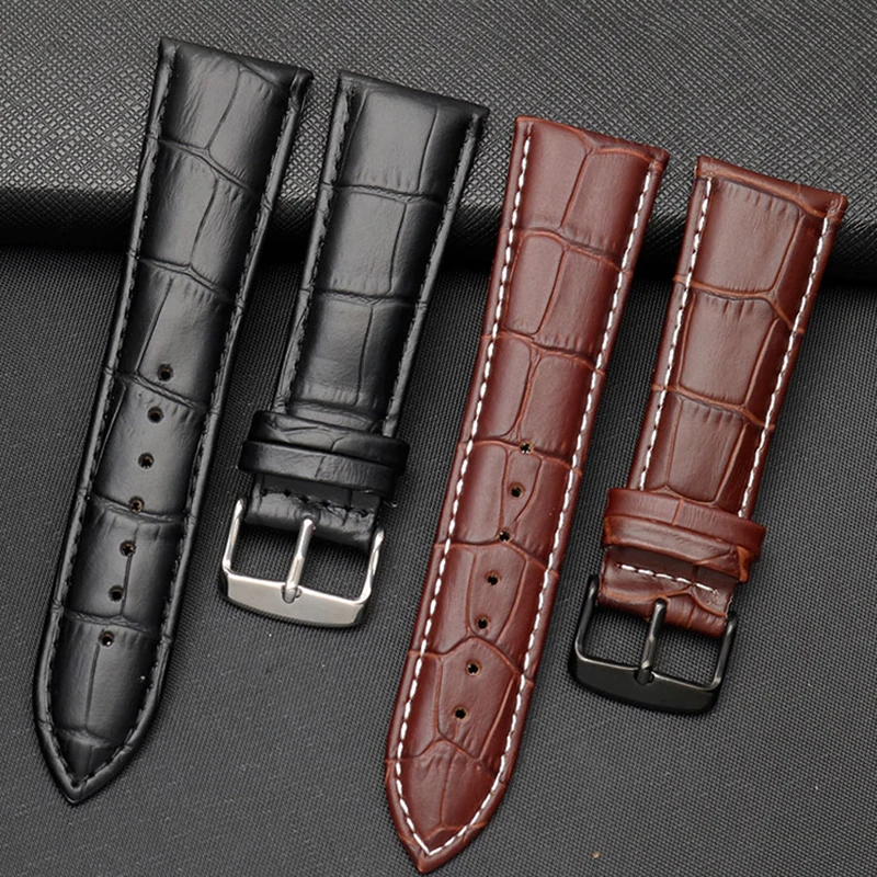Watch strap 23mm 24mm 26mm 28mm big width Black brown Mens Alligator Genuine Leather Watch Strap Band bracelets free shipping