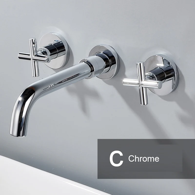 Черный матовый золотой хромированный настенный смеситель для раковины горячей и