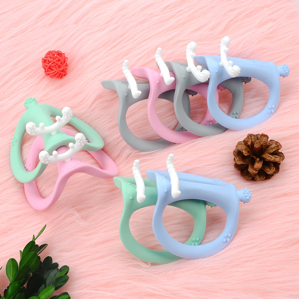 LOFCA-mordedor de silicona para beb&eacute;, juguete de dentici&oacute;n de silicona de grado alimenticio, sin BPA, regalo para morder, 1 unidad-5