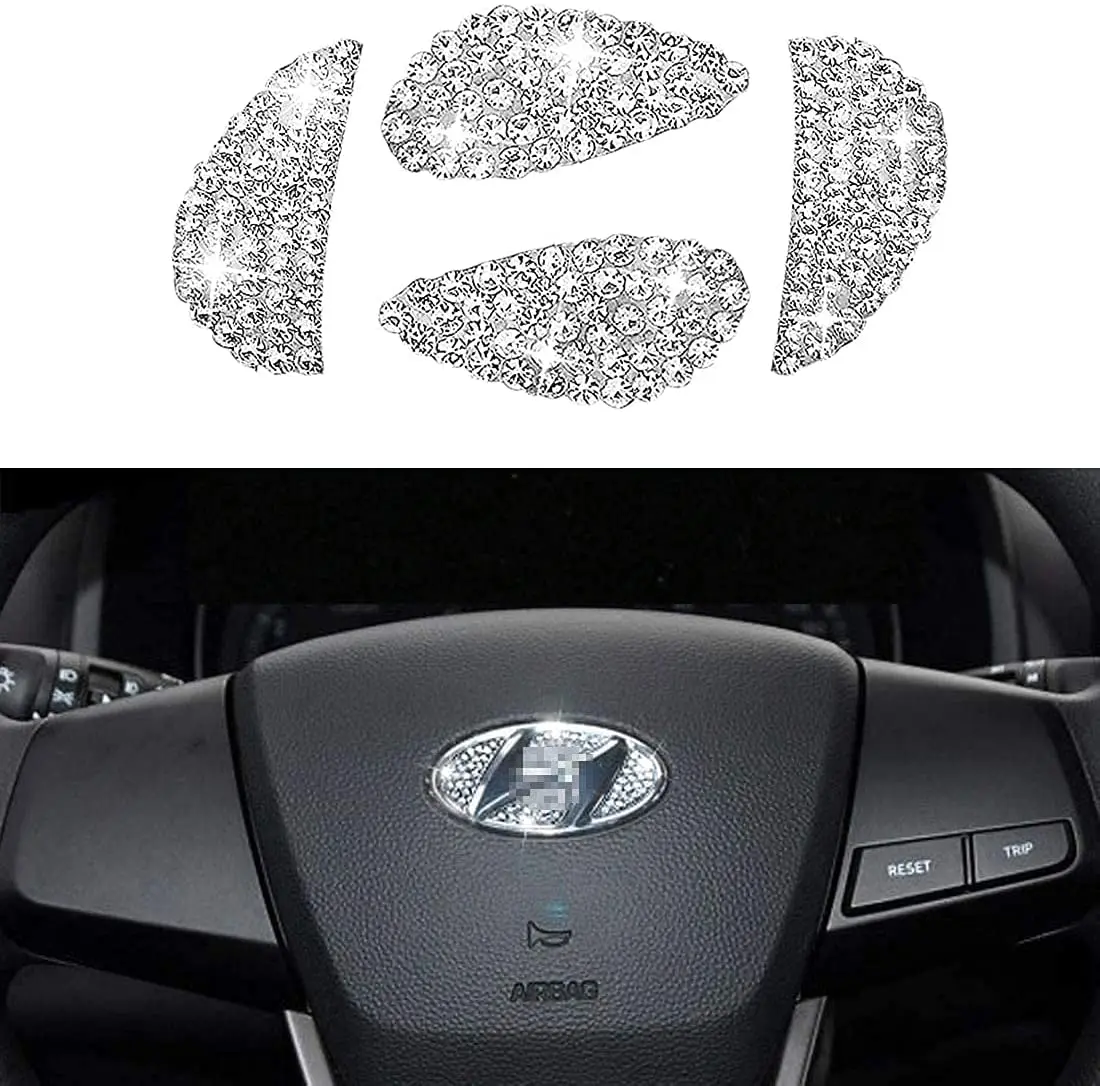 

Crystal Diamond Steering Wheel Emblem Car Sticker for Hyundai I30 Solaris Elantra Sonata Getz I40 Creta Ix35 Accent Tucson Ioniq