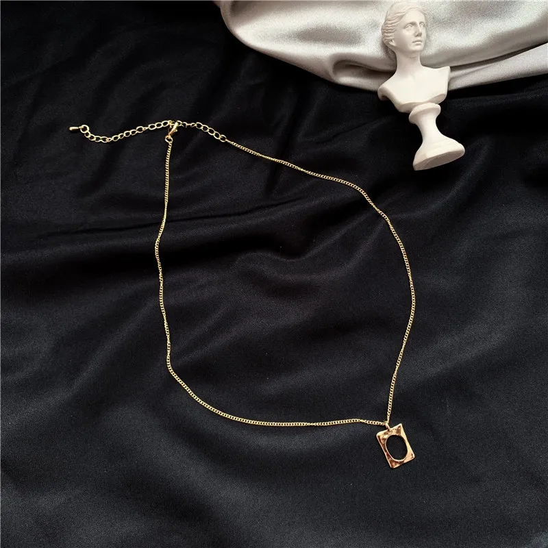 Simple Gold Silver Color Chain Hollow Geometric Square Choker Necklaces Women Minimalist Chocker Jewelry | Украшения и аксессуары