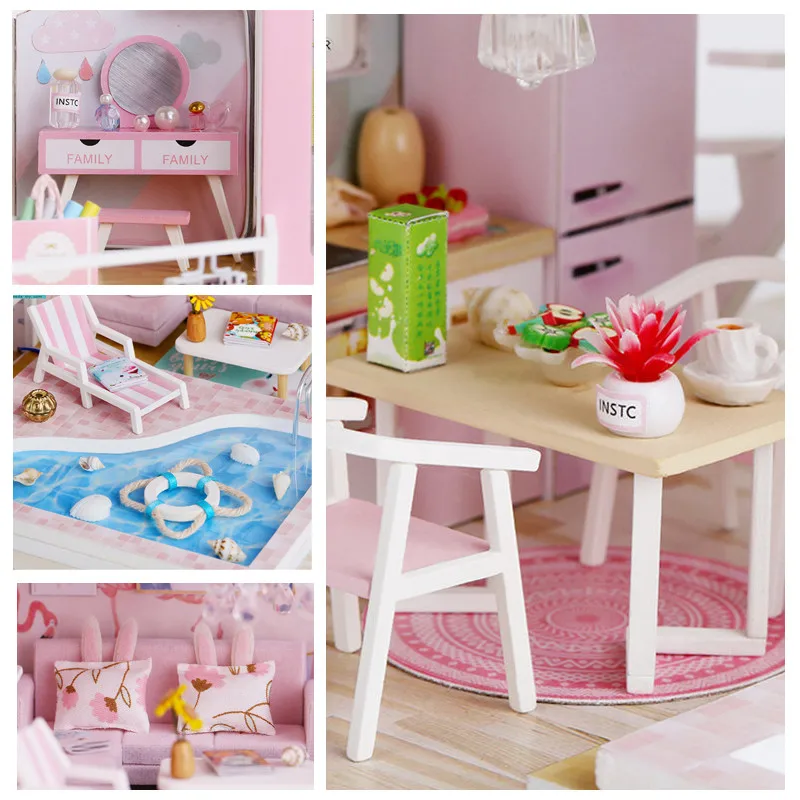 Большой кукольный домик деревянная мебель вилла кухня Сделай Сам большие