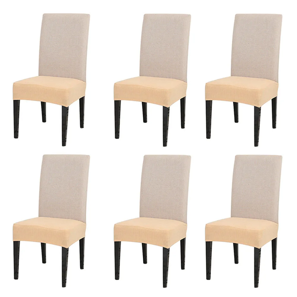 6pcs Cream color 6 шт/4 шт/1 шт растягивающийся стул ширина стула чехлы на автомобильные сиденья Чехол Чехлы для подушек кресла для столовой - Цвет: 6pcs Cream color