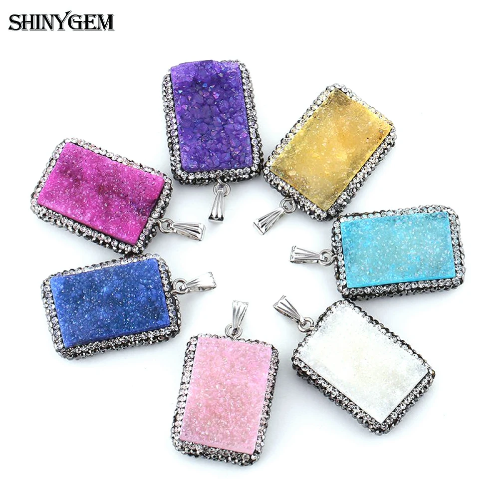 5 шт. прямоугольная чакра с натуральным кристаллом и микро инкрустацией циркония