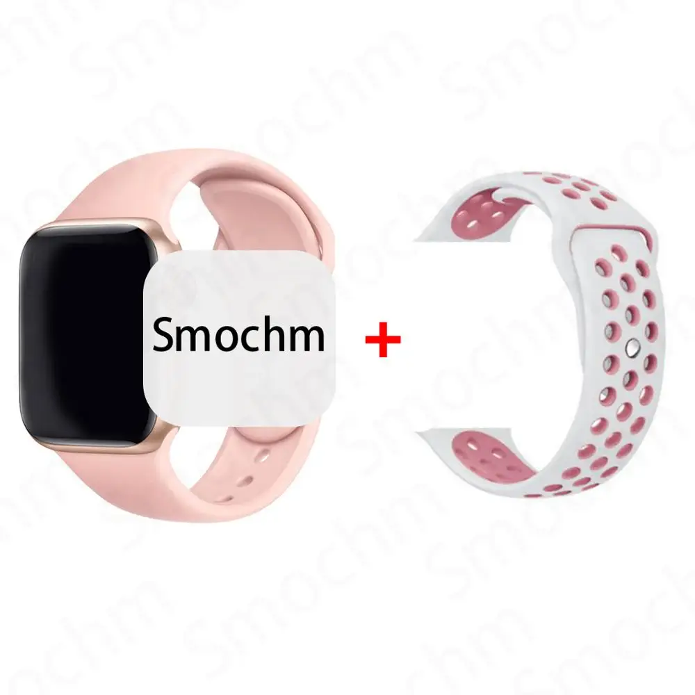 Smochm IWO 8 Plus 1:1 MTK2502C Беспроводное зарядное устройство Bluetooth Смарт часы обновление IWO 9 IWO8 Smartwatch 44 мм серия 4 для Apple Watch - Цвет: RoseG and WhitePink