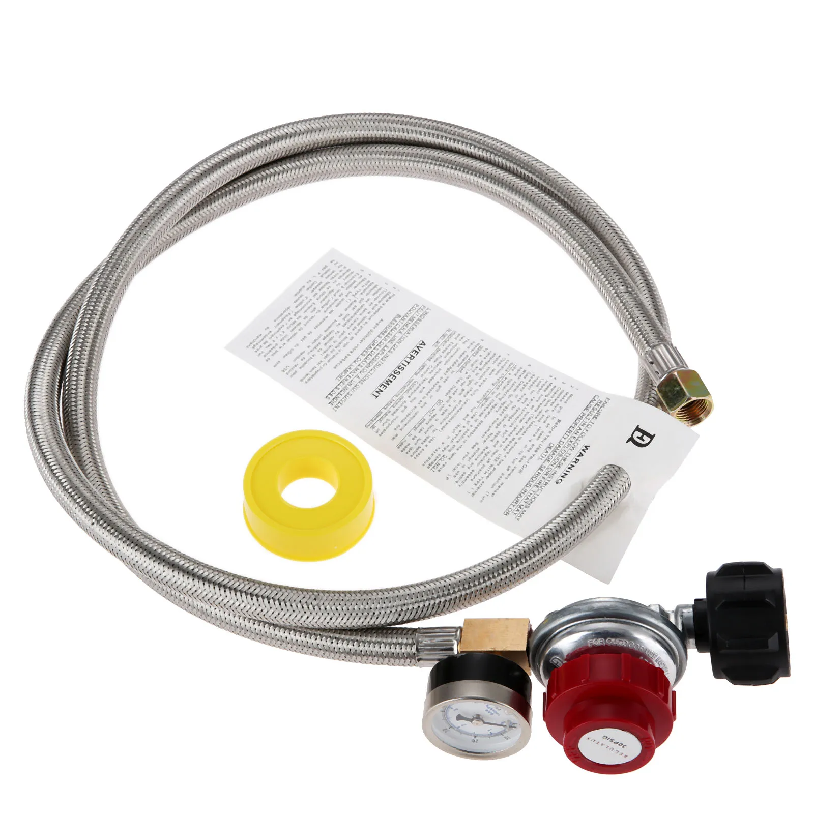 

Propane Burners Stove 0-30 PSI High Pressure Propane Regulator With Gauge/Indicator And Gas Line Pipe Thread Tape