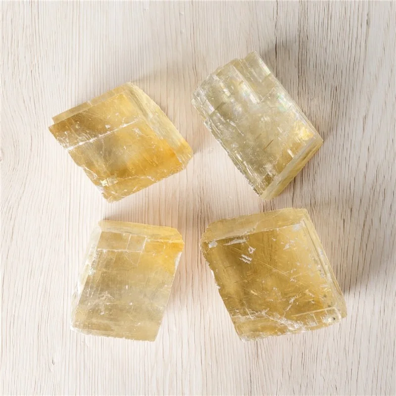 Натуральный желтый оптический кальцит необработанный материал кварцевый